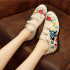 Veowalk Retro Embroidered Women Handmade Canvas Flat Platforms Double Hooks Casual Denim Cotton Embroidery Shoes for Ladies