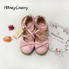 Lolita shoes women flats low round with cross straps bow cute girls princess tea party shoes students lovely shoes size 34-41