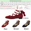 Meotina Women Shoes Ladies Flat Shoes Pointed Toe Ballerina Flats Gladiator Shoes Cutout Lace Up Footwear Red Big Size 10 42 43