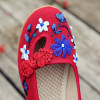 Veowalk Brand 3D Flowers Appliques Women Linen Slip on Ballet Flats Breathable Fabric Ladies Casual Chinese Shoes ballerina