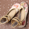 Veowalk Winter Women's Warm Fleece Canvas Ballet Flats Handmade Chinese Antiquity Painting High Top Ladies Ankle Strap Shoes