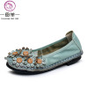 MUYANG MIE MIE Genuine Leather Women Shoes Woman Casual Flower Single Flat Shoes Soft Comfortable Women Flats