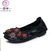 MUYANG MIE MIE Genuine Leather Women Shoes Woman Casual Flower Single Flat Shoes Soft Comfortable Women Flats