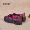 Tastabo Summer Floral Pleated Shoes Female  Genuine Leather Flats Fashion Women Shoes Slip-on Nurse Peas Loafer Flats 