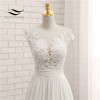 Sexy V-neck  Chapel Train Long Zipper Cap Sleeves Lace Applique A Line Beach Wedding Dress Real Photo Wedding Gown SLD-W592