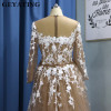 Long Sleeves Mermaid Wedding Dress with Detachable Train 3D Flowers Appliques Overskirt Bridal Luxury Gowns