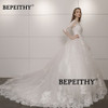 Vestido De Novia Three Quarter Sleeves Lace Wedding Dress 2022 Open Back Vintage Bridal Dresses Ball Gown