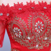 Real Photo Gold Embroidery Short Lace Red Wedding Dress 2017 Boat Neck Vintage Bridal Gowns Vestido De Noiva Frock M084