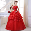 2017 New Arrive Korean Style Red fashion girl crystal princess bridal dress sexy Lace apparel style formal wedding dresses 201