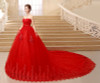  beautiful Vintage Lace Red Ball Gown Wedding Dresses 2018 New Detachable Long train Lace Appliques Bridal Gow estido De Noiva