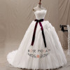 Rose Moda 3D Ruffled Organza Wedding Dress Removable Burgundy Sash Ball Gown Cathedral Train Vestidos de Noiva Real Photos