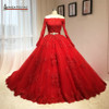 Long Sleeve Off Shoulder Red Wedding Dress vestido de noiva princesa 