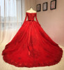 Long Sleeve Off Shoulder Red Wedding Dress vestido de noiva princesa 