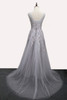 SSYFashion Lace Appliques V-neck Long Evening Dress The Bride Sexy Sleeveless Lace-up Back Beading Party Formal Dresses Custom