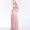 Babyonlinedress Sexy V Neck Pink Lace Chiffon Long Evening Dress Elegant Sleeveless Evening Gowns with Pearls Abendkleid