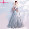 Beauty Emily A Line Vintage Flower Evening Dresses 2018 Long Silver Sleeveless Floor Length Party Prom Dress Vestido De Noiva  
