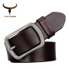 COWATHER brand classic men's cow genuine leather male dress pin buckle strap fashion adjustable black brown coffee gift wrap