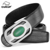 CUKUP Unique Design Real Jade Decorative Smooth Buckle Metal Belts Cow Cowskin Leather Belt for Men Jeans Accessories LUCK706