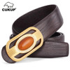 CUKUP Unique Design Real Jade Decorative Smooth Buckle Metal Belts Cow Cowskin Leather Belt for Men Jeans Accessories LUCK706