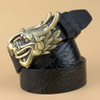 New hot designer leather mens belt Real leather black belt men Cowskin gold Dragon head Buckle famous brand belts men 