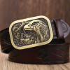 Boutique fashion belt high quality leather belts for men plate buckle punk style eagle model cowboy mens waist strap coffee