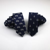 Formal Polyester Neck Tie 5CM Slim Men's Ties Navy Blue Color Woven Handmade Anchor Bicycle Printed Business Meeting Accessories