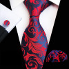 Fashion New Design Tie Set Business Men's Silk Floral Print Ties Mens Tie Set Dark Green Neckties Tie Pocket Square Cufflinks