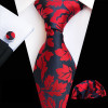 Fashion New Design Tie Set Business Men's Silk Floral Print Ties Mens Tie Set Dark Green Neckties Tie Pocket Square Cufflinks