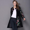 2017 women winter coat embroidered neck long sleeved O button female coat elegant fashion coat