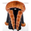 MaoMaoKong natural real fox fur Jacke coat Real Fox Fur Collar Cuff Hooded Coat Short Parka Long Camouflage winter jacket