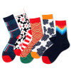 New Silky Happy Socks British Wind Geometric Hit Color Personality Funny Women Men Unisex Socks Cotton Short Cozy Socks Female