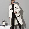[EAM]  2018 new  Temperament Woollen Overcoat Two-sided Embroidery Woolen big Coat women fashion HA04202S