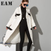 [EAM]  2018 new  Temperament Woollen Overcoat Two-sided Embroidery Woolen big Coat women fashion HA04202S