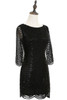 Black 1/2 Long Sleeves Sequined Lace Robe Cocktail Dresses Mini Short Straight Party Evening Gowns Formal Prom Dresses