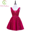 SSYFashion Sexy Short Cocktail Dresses Bridal Banquet Wine Red Lace Backless Party Formal Dress Homecoming Dress Robe De Soiree