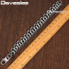 Davieslee Bracelet for Men 3 Chain Box Cut Curb Cuban Cable Link Stainless Steel Gunmetal LDB14