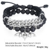 Bat Charm Bracelet for Men Women Lava Bead Double Layer Bracelet Stainless Steel Curb Cuban Chain DLBF09AB