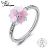 Jewelrypalace 925 Sterling Silver Magnolia Cubic Zirconia Gradient Pink Enamel Rings For women 2018 Fashion wedding ring Girls