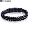 12mm 21.3cm Mens Chain Boys Helix Bismark Enamel Smooth Silver Matte Gunmetal Tone 316L Stainless Steel Bracelet LHB446