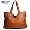 Zency 100% Genuine Leather Handbag Large Capacity Women Shoulder Bag Retro Tote Purse High Quality Hobos Brown Shopping Bags