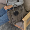 Hot Vintage Nubuck Leather Female Top-handle Bags Rivet Larger Women Bags Hair Ball Shoulder Bag Motorcycle Messenger Bag 