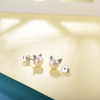 U7 925 Sterling Silver Cute Earrings Cat Stud Earings Women Wedding Jewelry White Natural Freshwater Pearl Earrings Gift SC02