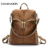 LOVEVOOK women backpack genuine leather school bags for teenage girls casual large capacity multifunctional shoulder bag vintage