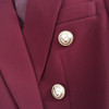 HIGH STREET New Fashion 2018 Designer Blazer Jacket Women's Metal Lion Buttons Double Breasted Blazer Outer Coat Wine red