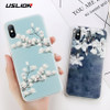 USLION Matte TPU Flower Phone Case For iPhone X 8 Plus Magnolia Floral Back Cover For iPhone 7 6 6S Plus Soft Silicone Cases