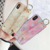 Luxury Hand Strap Bracket Soft Silicone Phone Cases for iPhone XS Max XR X 10 8 7 6s Plus Marble Stone Stand Holder Cover coque 