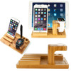 Multi Device Desktop Bamboo Wood Charging Station  Dock Stand Holder for iPhone iWatch Support iPad Mini Tablet Stylus Pen