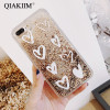 Luxury Cute Love Heart Gold Bead Bling Glitter Dynamic Liquid Quicksand Phone Case For iPhone X XS XR MAX 6 6S 7 8 Plus Cover