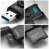 Rocketek read 2 cards Simultaneously USB 3.0 Memory Card Reader 2 Slots for SD/micro SD/TF/microsd sdhc sdxc With caps protect