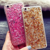 Gold Foil Transparent Gel TPU Case For iPhone 7 8 6 6S X Plus 5S 5 S SE Case Glitter Thin Clear Silicon Cover Pink with Sparkles